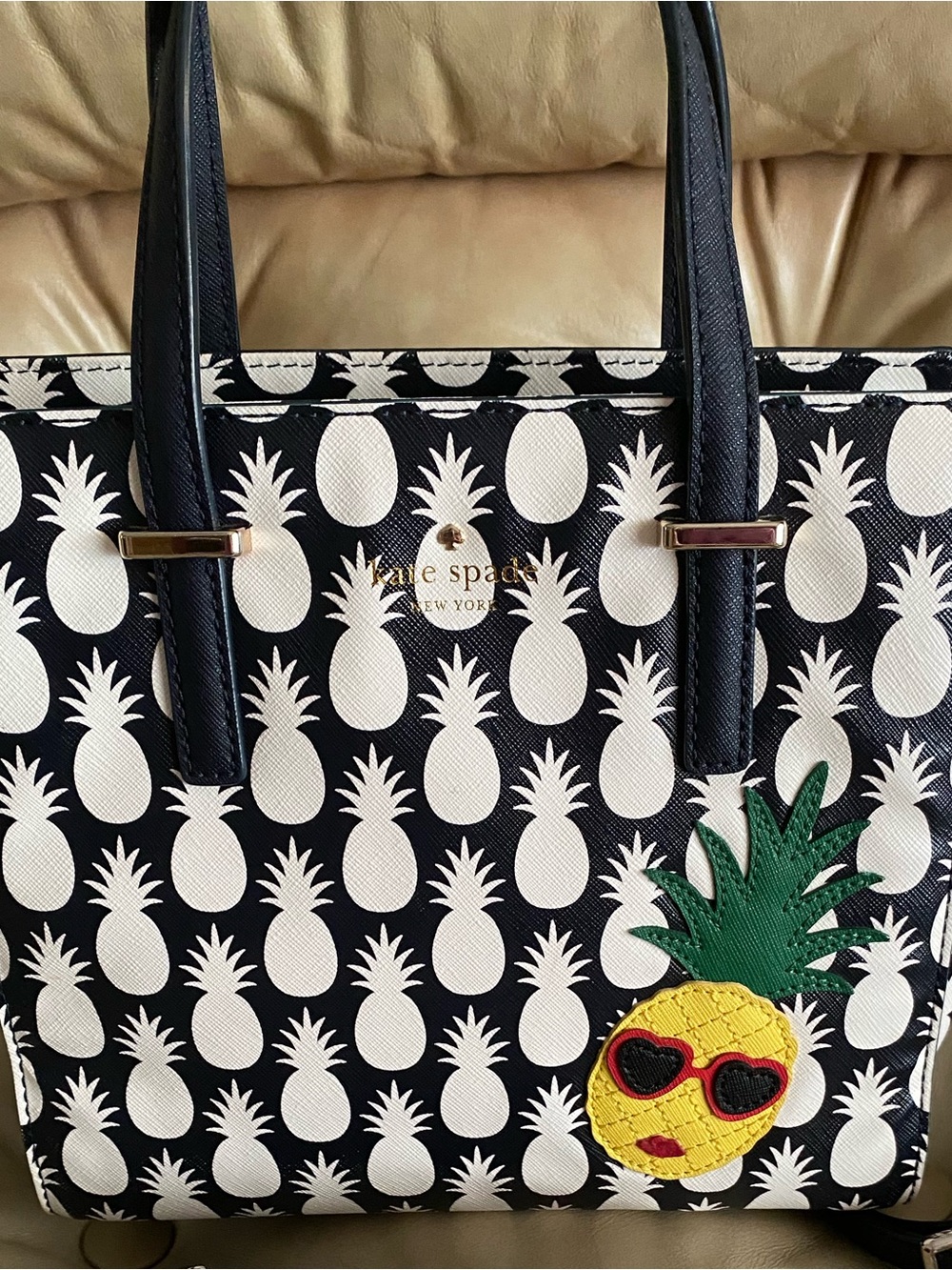 RARE Kate Spade Pineapple Print Bag Hayden Aloha Hawaii Applique NO WALLET